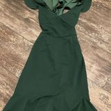 Angel Biba Deep V Green Ruffle Dress Photo 0