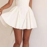 House Of CB L D-DD  'Florianne' Ivory Bow Mini Dress NWOT Photo 0