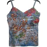Soft Surroundings  womens medium lace cami tank usa 90 blue floral line y2k girl Photo 0