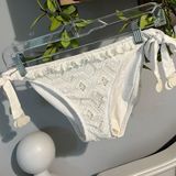 Becca Swimsuit Bikini Bottom Beige Crochet Lace Side Ties Medium Photo 0
