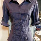 Cotton Express NWOT Mint  Missy stretch button up blouse. Sz S Photo 0