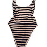 Aerie striped one piece long swimsuit sz M Photo 0