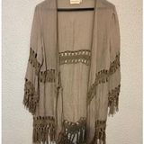 Dreamers Women’s Bohemian  Fringe Western Crochet Duster Cover Up Size XL Photo 0