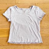 Hippie Rose Light Purple Lettuce Trim Pointelle Knit Baby Tee Photo 0