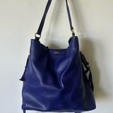 Lauren Ralph Lauren Leather Blue Tote Handbag Photo 0