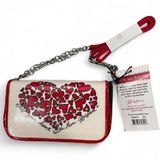 Brighton Red and Cream Clutch with Heart Design Photo 0