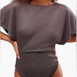 Free People  bodysuit blouses. Vintage Gray. L. NWT. Photo 0