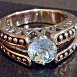 STERLING SILVER AND TOPAZ WOMEN'S RING ART DECO Photo 0