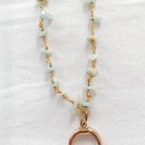 Boho Beaded Horn Necklace Gold Photo 0
