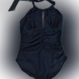 Tropical Escape 🏖️ Women's Black High Neck Halter Swimsuit Size Large Photo 0