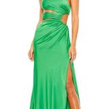Mac Duggal Spring Green Cut Out One Shoulder Satin Gown Size 4 $498 68485 Photo 0