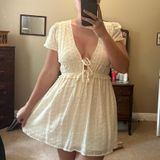 Le lis Tie Front White Polka Dot Dress Photo 0