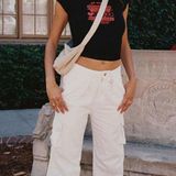 Princess Polly Paige White Denim Mid Rise Cargo Jeans 4 Photo 0