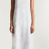 Krisa White Linen Curved Hem Midi Dress Photo 0