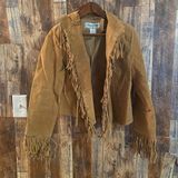 Paris Blues Vintage Western fringe leather coat size M shell 100 % leather lining polyester Photo 0
