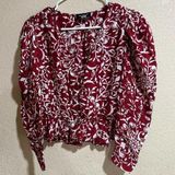 The Kooples red printed V-neck peplum top size 3/large Photo 0