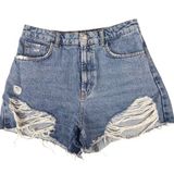 ZARA  Women's High Waisted Distressed Denim Shorts Blue Size 8 Photo 0