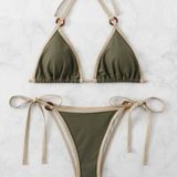 SheIn Contrasted Triangle Side Tie Bikini Photo 0