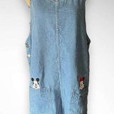 Disney UNLIMITED JERRY LEIGH Vintage Denim Embroidered Jumper Dress LG | EUC Photo 0