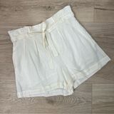 VICI  Cream Linen Blend Paperbag Shorts Photo 0