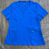 Jaanuu  UltraSoft Kass Slim 4 Pocket Scrub Top, Size L, Royal Blue Photo 0