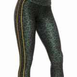 Gold Sheep  green leopard print side stripe cropped pant  Photo 0