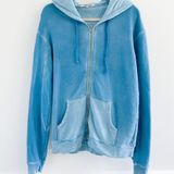 Cotton Citizen  Blue Faded Zip Jacket Sweatshirt Photo 0