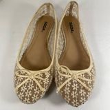 Soda  Mesh Off White Floral Stitched Flats - Size 8.5 Photo 0