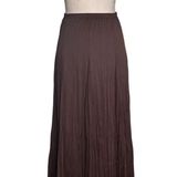 Christopher & Banks Long Flowy Stretchy Chocolate Brown Pleated Maxi Elastic Waist Skirt Size M Boho Photo 0