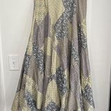 Sundance Vintage  Patchwork Green Gray Brown Maxi Broom Skirt Womens Size 8 Photo 0