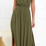 Lulus Olive Green Maxi Dress Photo 0