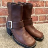 Esprit Big Rig Womens vintage chunky brown leather Moto boots size 7.5 Photo 0