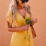 Lulus Golden Yellow Wrap Dress Photo 0