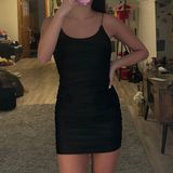 Adika Black Ruched Mini Dress Photo 0