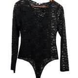 Acemi FULL LACE BODYSUIT Black Thong Style Sz L Snap Crotch Long Sleeve NEW Photo 0