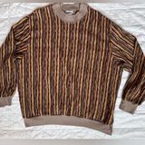 Bonworth Vintage Brown Retro Stripe w/ Gold Metallic Grandpa Sweater - Medium Photo 0