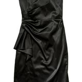 White House | Black Market Sz 6 Black Satin Mini Strapless Dress Cocktail Formal Photo 0