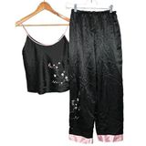 Oscar de la Renta Small Pajama Set Womens Black Cami w/ Pants Polyester Spandex Photo 0