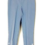 Talbots  | Blue & White Gingham Button Ankle Pants 10 Photo 0