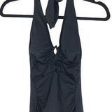 Ralph Lauren Lauren Womens Tankini Top Halter Ruched Removable Cups Black 4 Photo 0