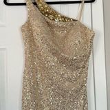 La Femme Gold Full Sequin One Shoulder Maxi Dress Photo 0