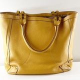 Cole Haan Pebbled Leather Lined Snap Tote Handbag Yellow Large Photo 0