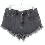 Topshop Moto Kiri Women's Size 10 Distressed Hem Hot Pants Short Gray 5-Pockets Photo 0