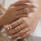 Boutique 11pc Sunburst Gold Boho Midi Ring Set  Photo 0