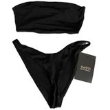 Naked Wardrobe NEW Women's Size Small Black Two Piece Bandeau Bikini Set Photo 0