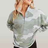Aerie Sunday Soft Camo Quarter Zip Pullover Photo 0