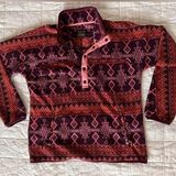 Burton Pink, Red & Purple Patterned Fleece Quarter Button Up Sweatshirt - L Photo 0