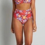 Modcloth • red floral swimsuit Clarice High-Waisted Bikini Bottom Tanya Crop Top Photo 0
