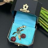 Juicy Couture Retired Pavè Red Cherry Charm Enameled Leaves With Box 16g Photo 0