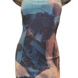 With Jean Boobtube Custom Artwork Bodycon Mini Dress Size S Photo 0